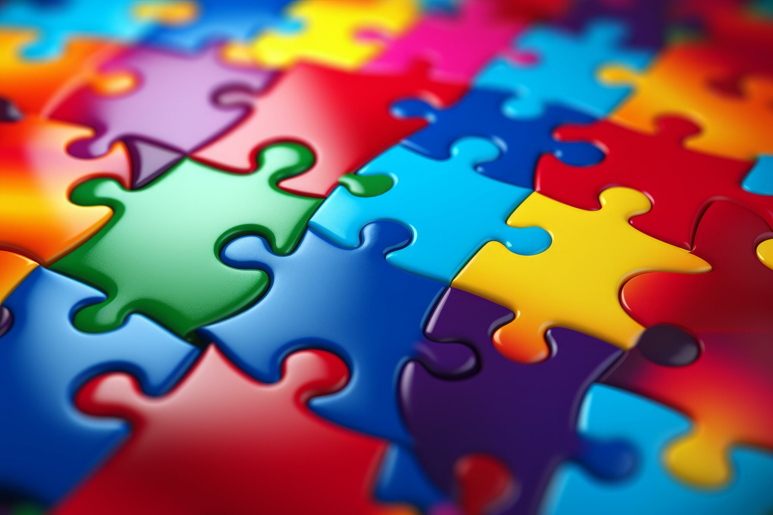 Colorful jigsaw puzzle pieces creating a complete picture